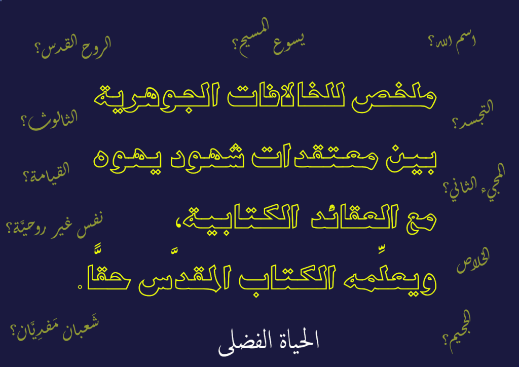 ملخص للخالافات الجوهرية بين معتقدات شهود يهوه مع العقائد الكتابية، ويعلِّمه الكتاب المقدَّس حقًّا.